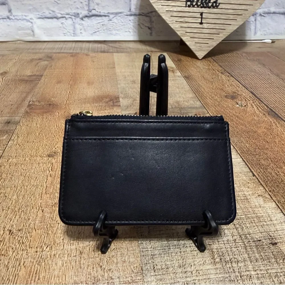 Coach Rare Black Leather Vintage Skinny Zip Pouch Case Bag Wallet